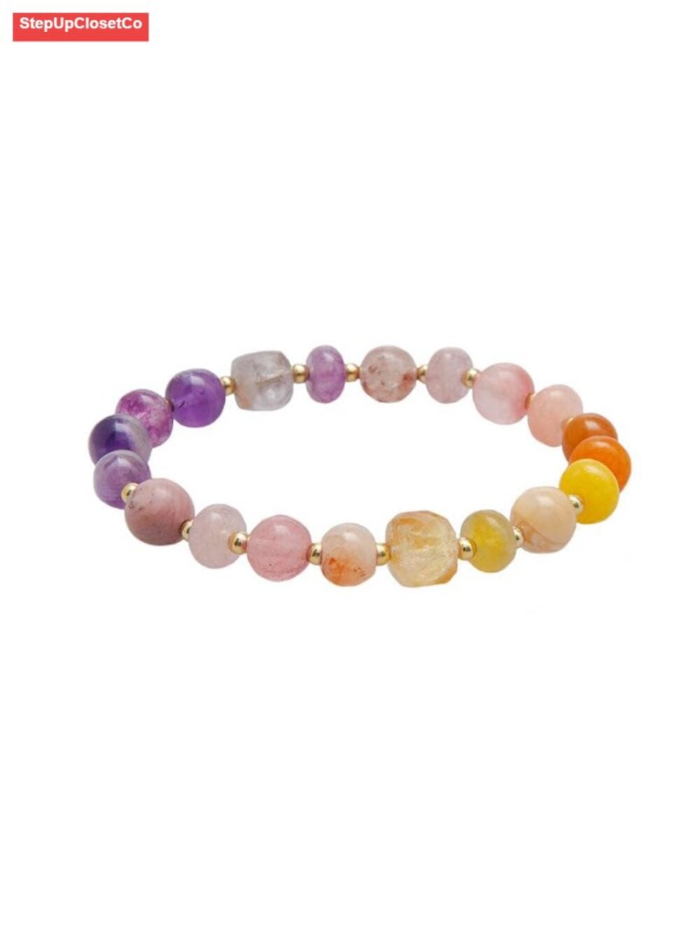 Chunky Gemstone Stretch Bracelet, Up-cycled Healing Crystals, Statement Jewelry